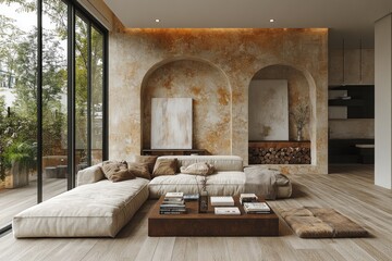 Poster - Modern Living Room with Rustic Touches