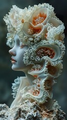 Sticker - Surreal Woman with Coral Head: A Dreamlike Vision of the Ocean