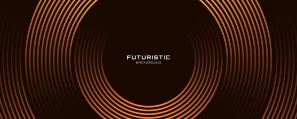 Poster - 3d brown lines techno abstract background overlap layer on dark space with circles shapes effect dec