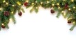 © Ziyan - decorative christmas border with coniferous branches and garlands of christmas lights isolated on white background
