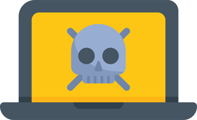 Poster - Laptop is showing a skull warning sign for a virus, malware, or cyber threat