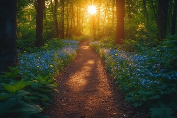 Canvas Print - Sunlit Forest Path