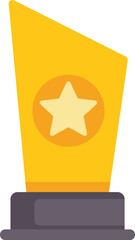Poster - Golden trophy award is standing on a pedestal with a star shape on it, representing victory and achievement