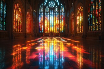 Stained Glass Cathedral Interior