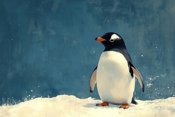 Wall Mural - A Penguin in the Snow