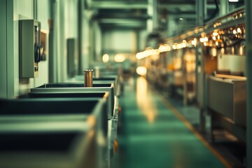 Wall Mural - Empty Factory Interior with Machinery and Perspective View