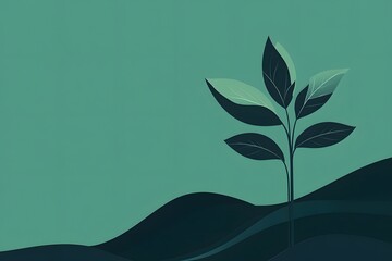  isolated illustration of a plant sprouting from the ground, using simple green tones and geometric lines to symbolize growth and sustainability