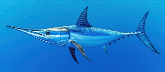 A Sailfish Swimming in Blue Waters