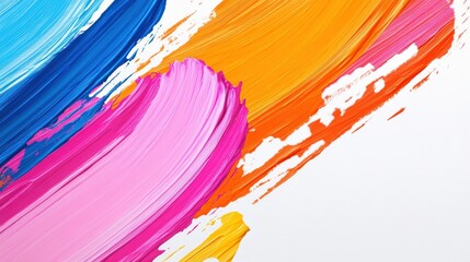 Poster - Vibrant Abstract Acrylic Paint Strokes on White Background | Minimalist Colorful Vector Illustration