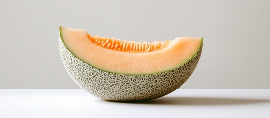 Wall Mural - Cantaloupe Slice on White Background