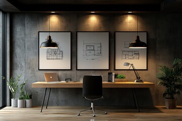 Poster - Modern Minimalist Home Office Interior