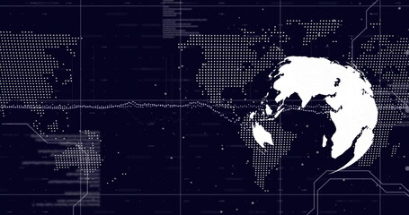 Wall Mural - Image of financial data processing over globe