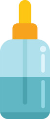 Poster - This vector illustration features a glass bottle with a dropper, filled with blue liquid, often used for medical or cosmetic purposes