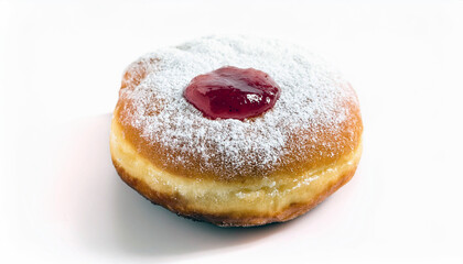 Wall Mural - Delicious Powdered Donut with Red Jelly Filling