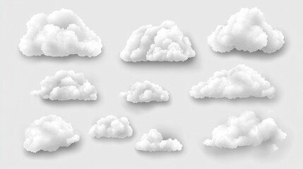 Canvas Print - Collection of White Clouds in a Grey Sky