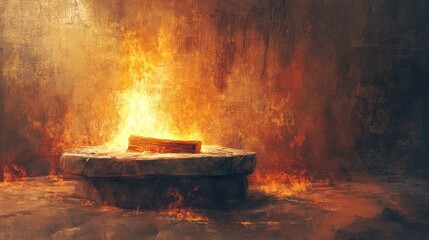 Sticker - Fiery Altar with Burning Log