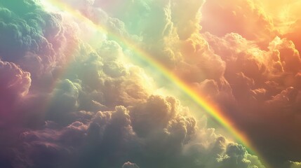 Wall Mural - 53. A dreamy scene of clouds and rainbows with soft colors