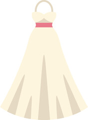 Poster - Long elegant wedding dress flowing with a pink ribbon detailing at the waist