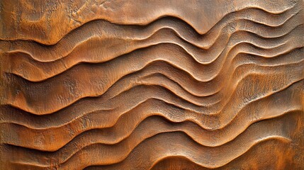 Canvas Print - A brown textured surface with a rugged, hand-hewn finish, reminiscent of carved wood, with deep, irregular patterns.