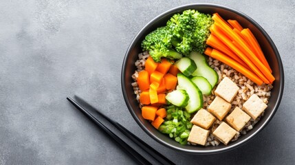 Wall Mural - Healthy Vegetable Bowl with Tofu and Rice