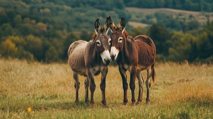 Two Donkeys in a Field