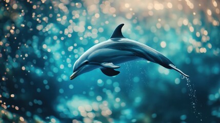 Wall Mural - A Single Dolphin Leaping Through the Water