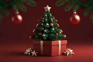 Wall Mural - christmas tree with gift boxes