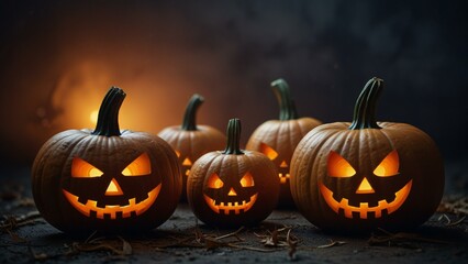 Wall Mural - halloween pumpkin on a black background