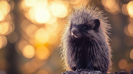 Sticker - A Close-up of a Porcupine in the Sunset