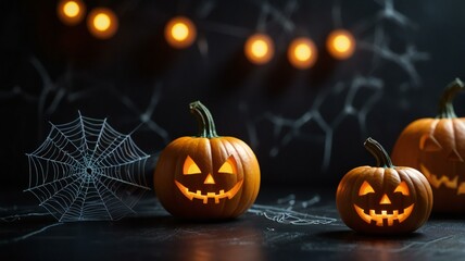 Wall Mural - halloween pumpkin on a black background