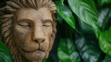 Poster - serene stone buddha statue in lush greenery