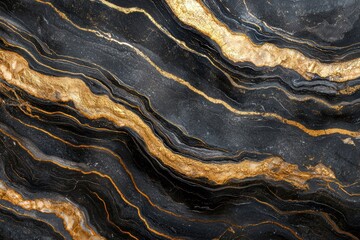 Wall Mural - Luxurious golden and black marble texture background