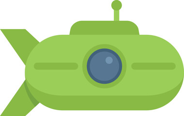 Poster - this flat style icon features a green submarine exploring the ocean