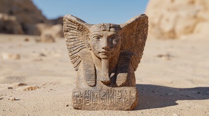 Sticker - ancient egyptian sphinx statue in desert landscape