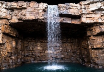 Wall Mural - Majestic waterfall cascading over rocky cliffs