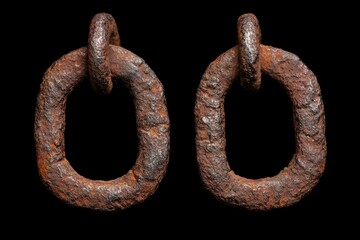 Poster - Rusty metal rings on black background