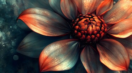 11. A detailed close-up of a flower with digital textures