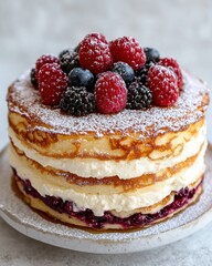 Wall Mural - Delicious layered cake with fresh berries