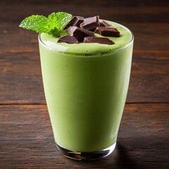 Wall Mural - Refreshing green smoothie with mint and chocolate