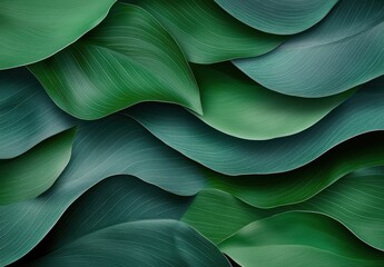 Poster - Lush green leaves with intricate patterns