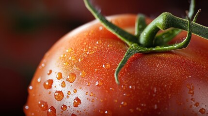 Poster - Close-up of a Juicy Tomato with Water Drops