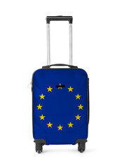 Canvas Print - Suitcase painted in national flag of European Union isolated on white