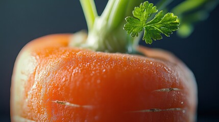 Poster - Close-up of a Fresh Carrot with Green Top