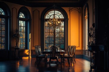 Canvas Print - Elegant Dining Room with a View