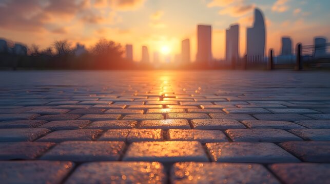 Blurred image of the sunset in the city. Abstract background. - Generated AI
