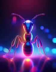 Canvas Print - Neon ant glowing in the dark