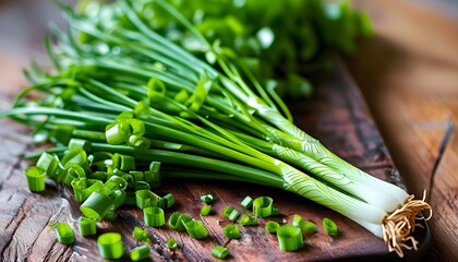 Vibrant green chives, ideal for garnishing and enhancing the flavor of salads and soups