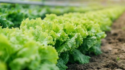 Sticker - Fresh Green Lettuce Rows in a Garden