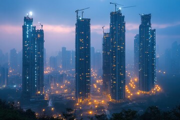 Canvas Print - Cityscape of Skyscrapers at Dusk