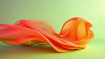 Poster - orange fabric flows gracefully against a green screen background, creating a stunning visual for com